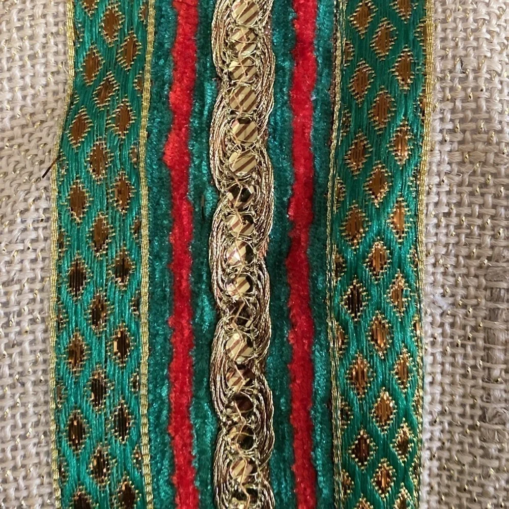 Pier 1 red, green and gold Christmas throw pillow.